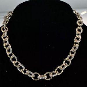 David Yurman 18K Solid Yellow Gold and Silver Cable Oval Link 16” Necklace